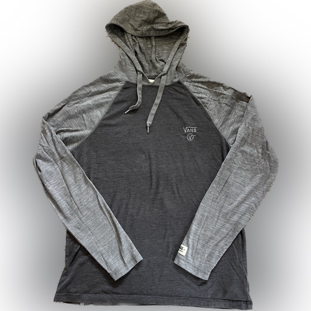 Vans Long sleeve Hoodie Tee gray/charcoal lightweight raglan sleeves Medium